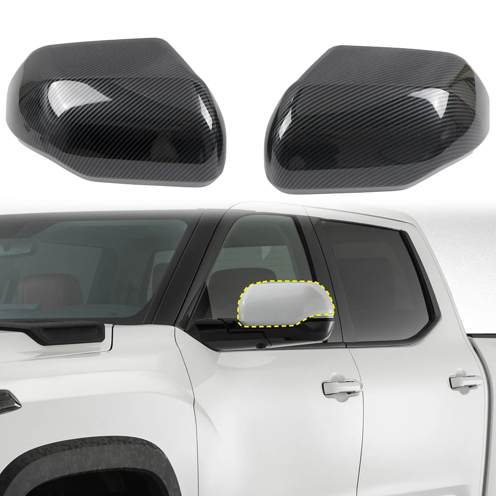 

2PCS ABS Plastic Rearview Side Mirror Covers Fit for Toyota Tundra 2022 2023 Carbon Fiber Silver Color