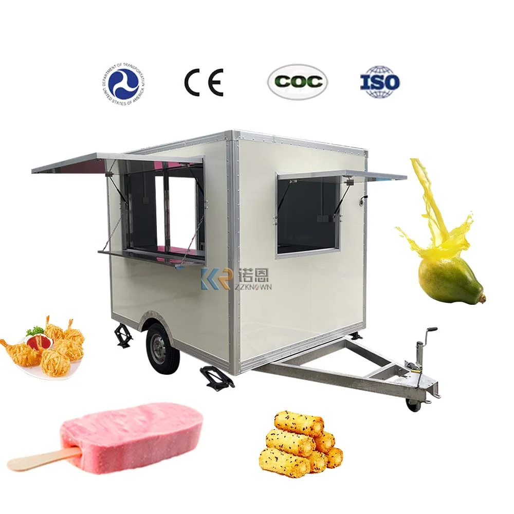 

2.5M Street Hotdog Food Cart Airstream Mobile Food Trailer Coffee Juice Beer Ice Cream Vending Kiosk Fitted Food Truck Container