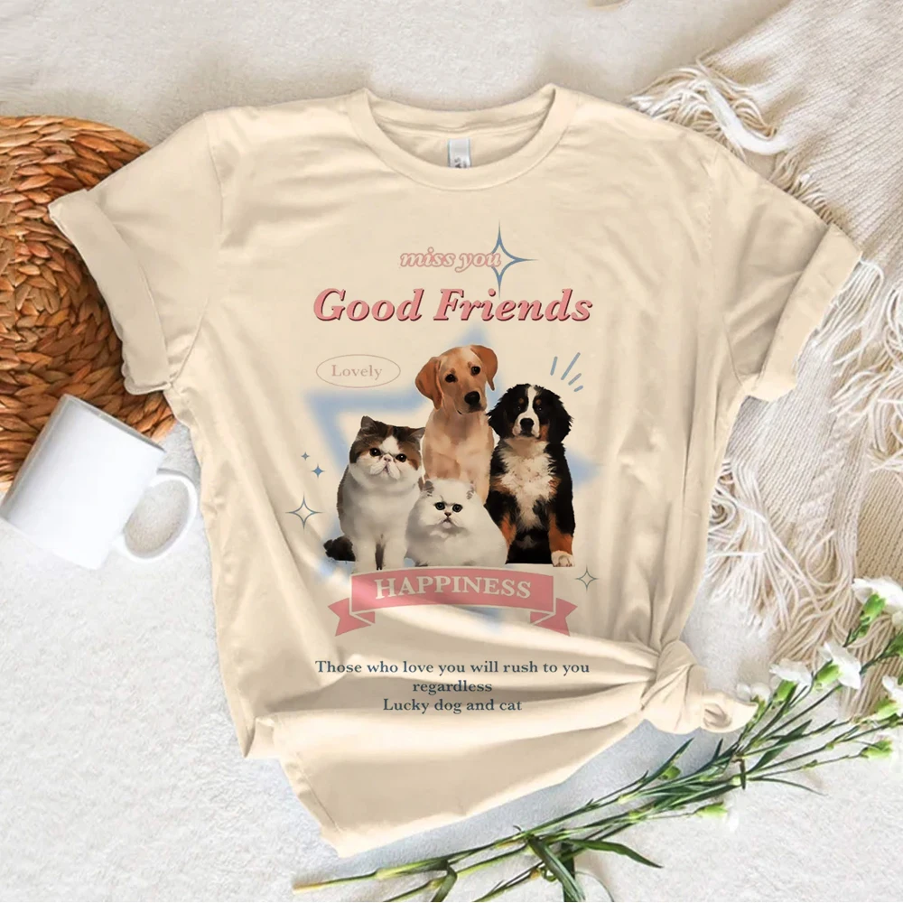 Женская футболка в стиле Харадзюку с котенком 
Женская футболка в стиле Харадзюку с котенком