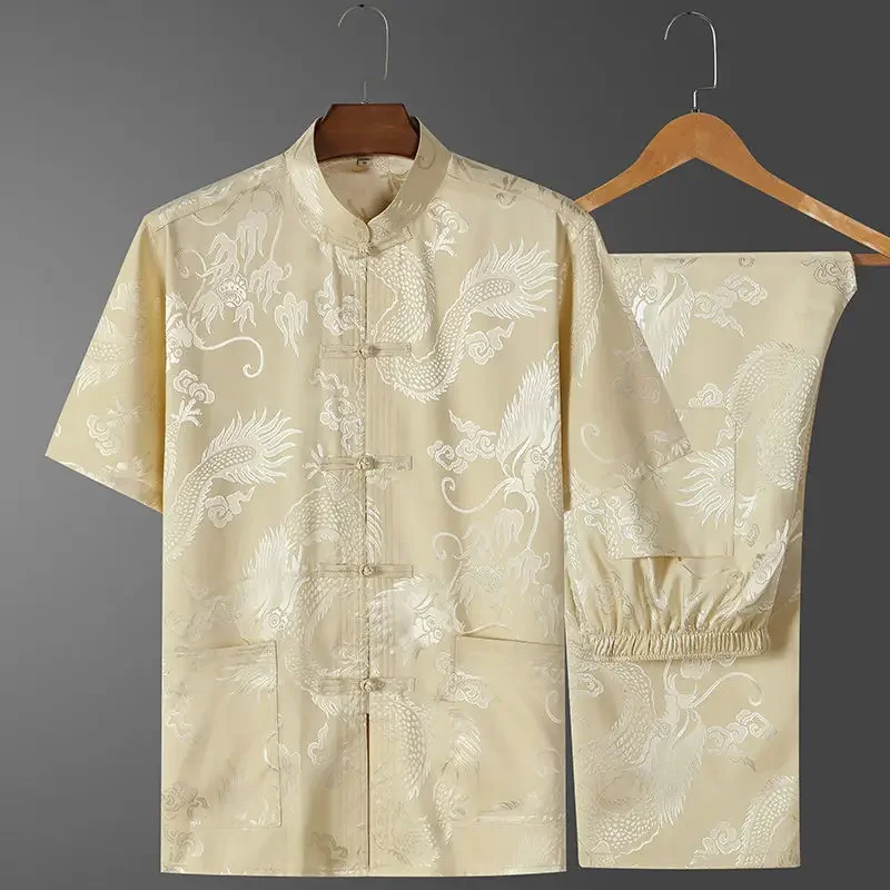 Chinese Stand Collar Tang Suit Men Short Sleeve Vintage Hanfu Clothing Hand Button Cheongsam Casual Dragon Kong Fu Clothes
Chinese Stand Collar Tang Suit Men Short Sleeve Vintage Hanfu Clothing Hand Button Cheongsam Casual Dragon Kong Fu Clothes