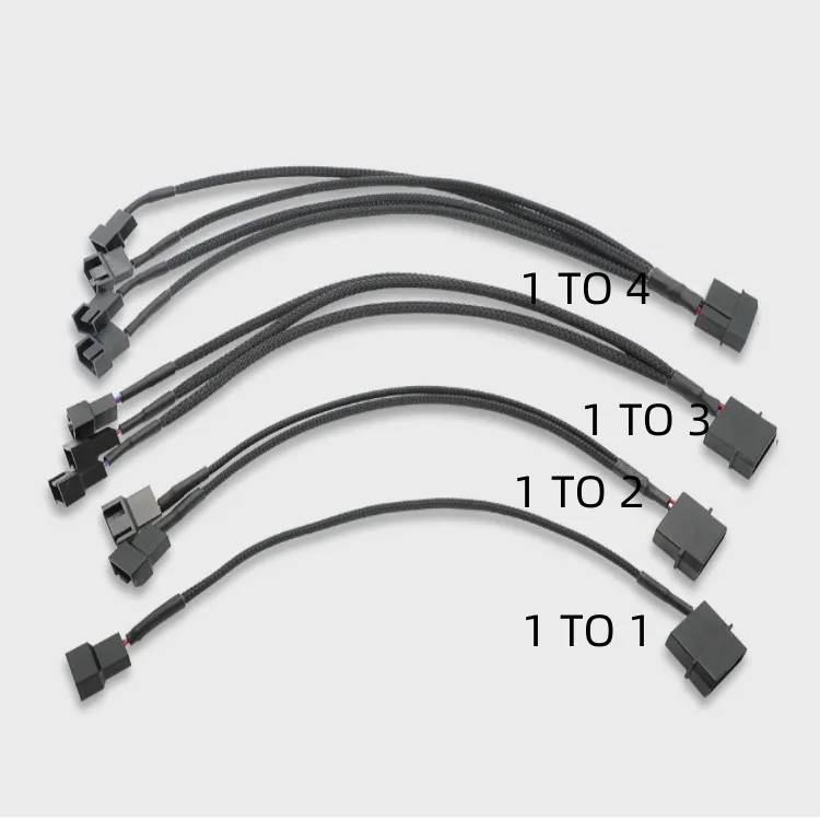 

27cm 4pin IDE Molex to 4-Port 3Pin/4Pin Power Supply Plug Cooler Cooling Fan Adapter Power Cable Splitter for PC Computer Case