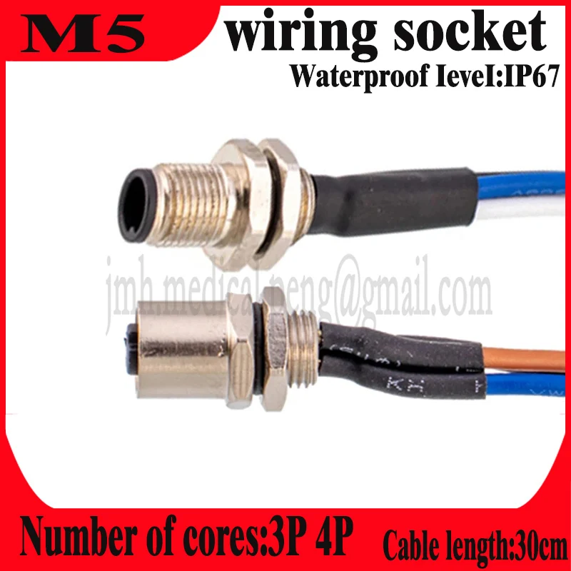 

M5 3Pin 4Pin Waterproof IP67 Male Female Aviation Socket With 30cm Cable Screw Thread Locking Connector Electrical cable Socket