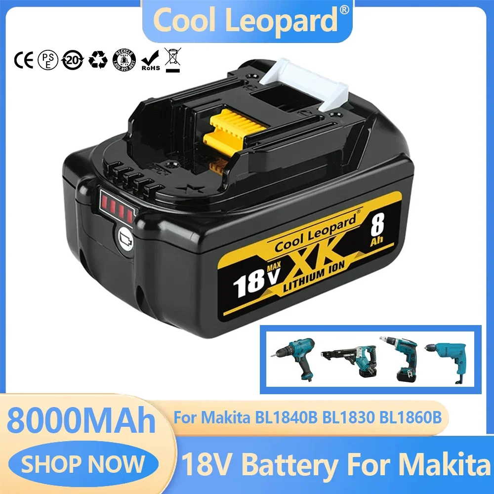 Original 18V 6.0Ah 8.0Ah Battery for Makita Power Tool Rechargeable Lithium Ion Battery Replacement Batteries for BL1840B BL1830
Original 18V 6.0Ah 8.0Ah Battery for Makita Power Tool Rechargeable Lithium Ion Battery Replacement Batteries for BL1840B BL1830
