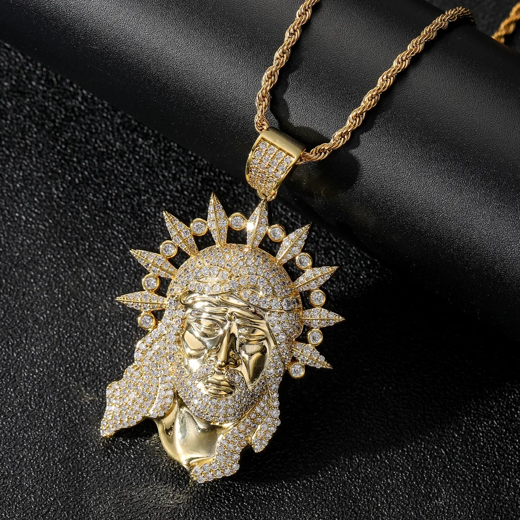 Christ Jesus Portrait Hip Hop Gilded Iced Out Cubic Zircon Pendant Necklace 24'' Chain Fashion Charms Bling Jewelry Accessories
Christ Jesus Portrait Hip Hop Gilded Iced Out Cubic Zircon Pendant Necklace 24'' Chain Fashion Charms Bling Jewelry Accessories