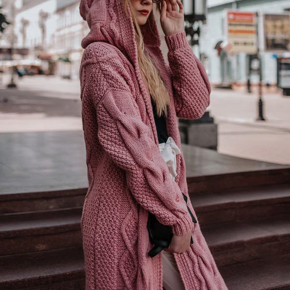 Female Cardigan Loose Slight Strech Solid Color Below The Knee Casual Coat Hooded Knitted Long Autumn Winter Comfy
Female Cardigan Loose Slight Strech Solid Color Below The Knee Casual Coat Hooded Knitted Long Autumn Winter Comfy