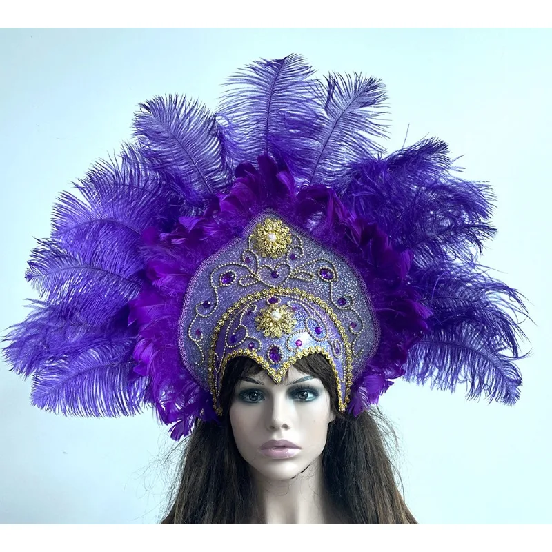 

Women's Black Feather Headband Carnival Headpiece Pageant Headband 1920s Flapper Headband