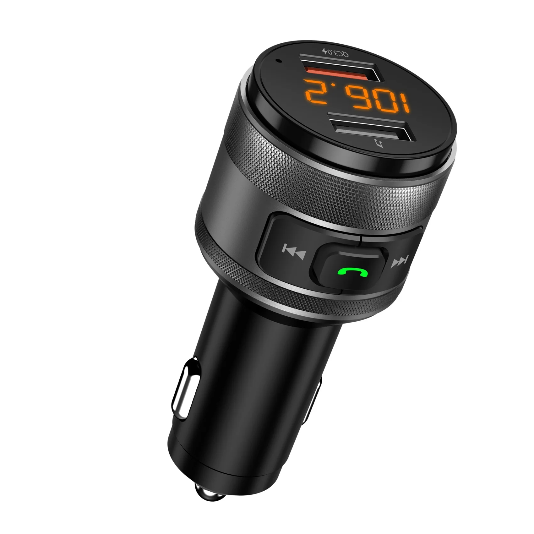 

Car Charger Fm Transmitter Bluetooth Mp3 Player Handsfree Calling Music QC3.0 Fast USB Charger C57