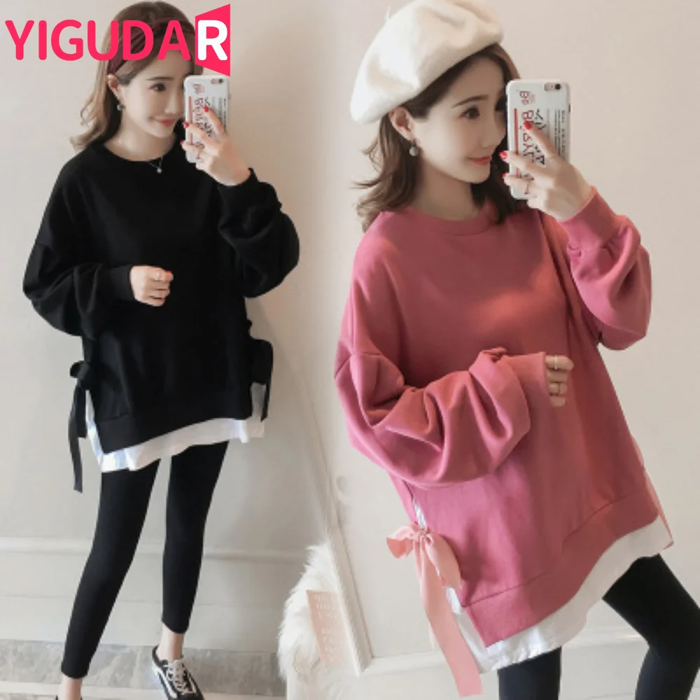 

Dress Long Sleeve Large Women's Fashion Over Knee Loose Maternity Sweatshirt maternity dresses for pregnant women vestidos