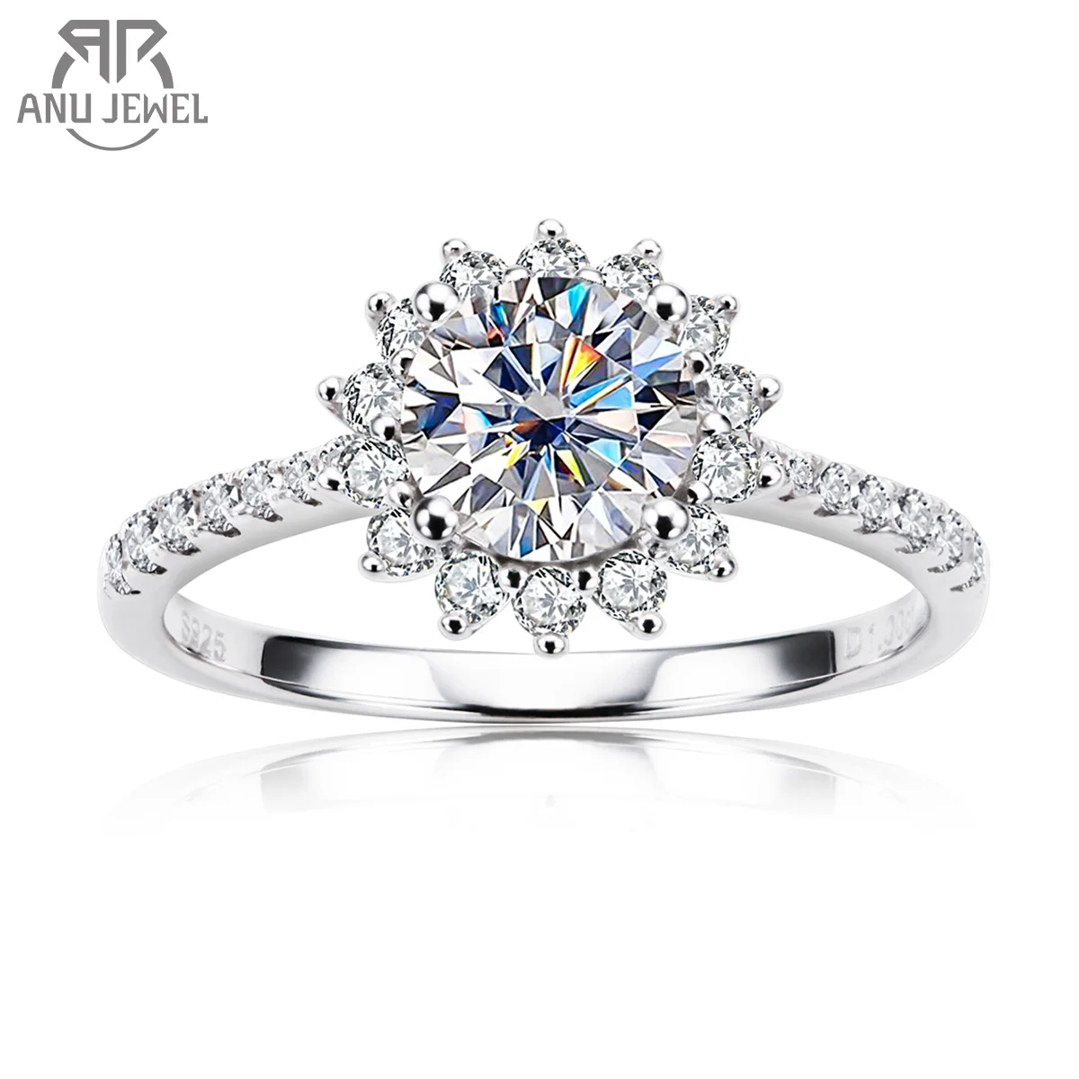 AnuJewel 1ct D Color Moissanite Sunflower Engagement Ring 925 Sterling Silver Halo Flower Wedding Rings Exquisite For Women
AnuJewel 1ct D Color Moissanite Sunflower Engagement Ring 925 Sterling Silver Halo Flower Wedding Rings Exquisite For Women