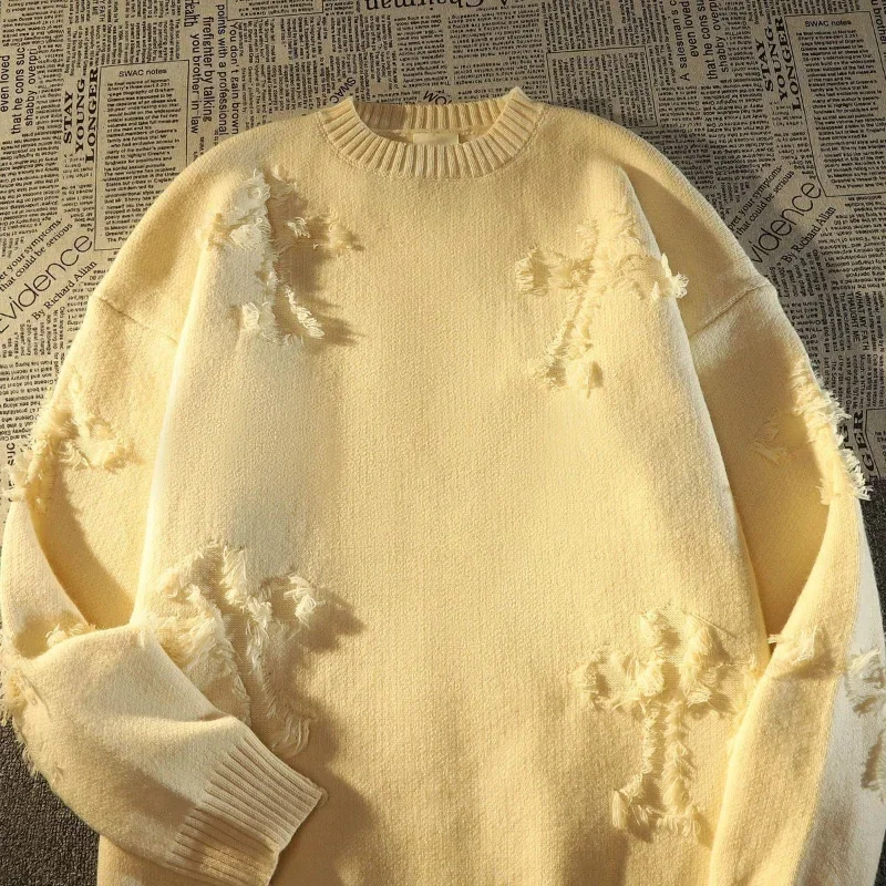 2023 Autumnand y2k Streetwear Men New Retro Hole Fringed Sweater Loose Versatile Sweater For Men Long Sleeve Sweater
2023 Autumnand y2k Streetwear Men New Retro Hole Fringed Sweater Loose Versatile Sweater For Men Long Sleeve Sweater