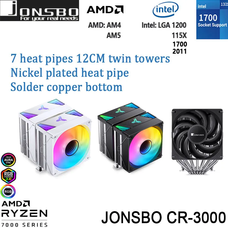 Охладитель для процессора JONSBO CR-3000 7 с двойной башенной системой охлаждения, 5 В, 3Pin, ARGB, 12 см, бесшумный вентилятор, охладитель для процессора с воздушным охлаждением для LGA1700, 115x, AMD, AM5, AM4
Охладитель для процессора JONSBO CR-3000 7 с двойной башенной системой охлаждения, 5 В, 3Pin, ARGB, 12 см, бесшумный вентилятор, охладитель для процессора с воздушным охлаждением для LGA1700, 115x, AMD, AM5, AM4