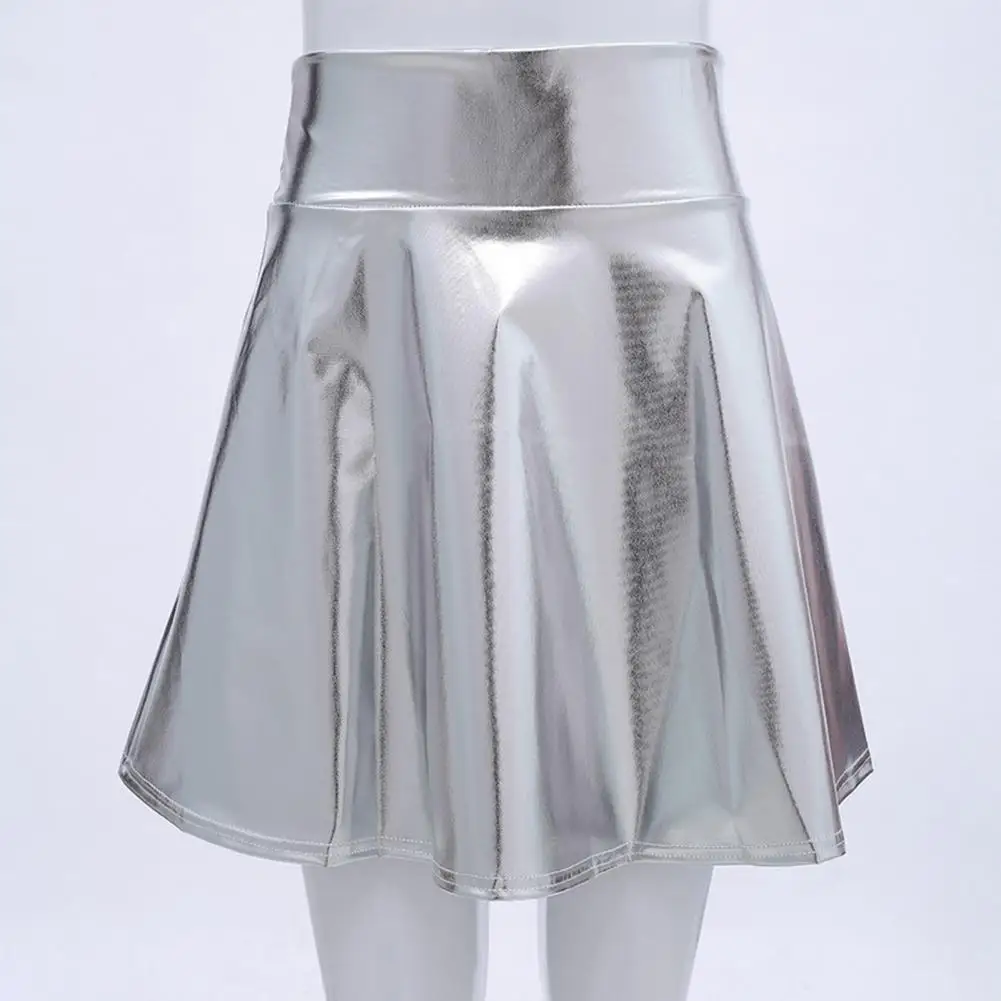 Breathable Women Skirt Women's Glossy Faux Leather A-line Mini Skirt with Elastic Waist Loose Hem High Waist for Cocktail
Breathable Women Skirt Women's Glossy Faux Leather A-line Mini Skirt with Elastic Waist Loose Hem High Waist for Cocktail