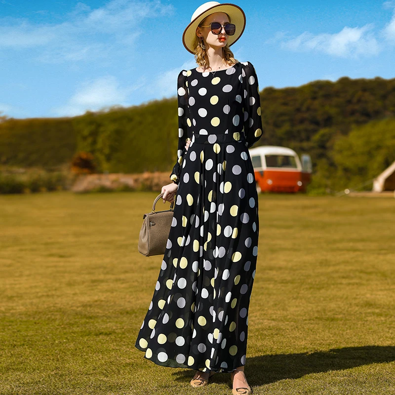 Chiffon Spring Summer Dress for Women Dots Printed Long Dress Vacation Holidays Ball Gown Party Clothing Slim Waist Long Sleeve
Chiffon Spring Summer Dress for Women Dots Printed Long Dress Vacation Holidays Ball Gown Party Clothing Slim Waist Long Sleeve