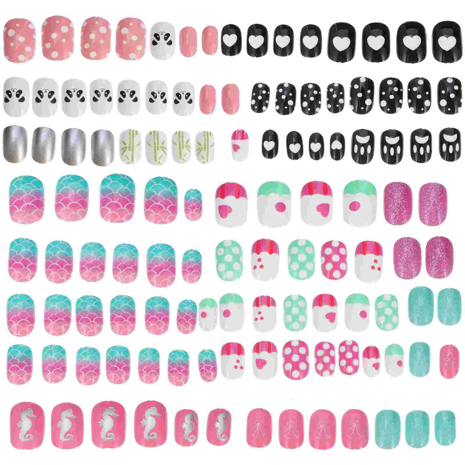 

120 Pcs Children's False Nails Fake Fingernail French Manicure Kit Girls Kids Wearable