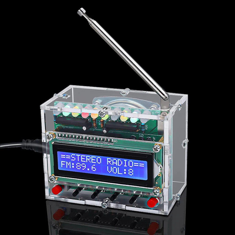 Cool LED Light Radio Receiver DIY Digital FM Electronic Kit FM 87-108MHz Gift LCD DISPLAY Practical KIT RDA5807
Cool LED Light Radio Receiver DIY Digital FM Electronic Kit FM 87-108MHz Gift LCD DISPLAY Practical KIT RDA5807