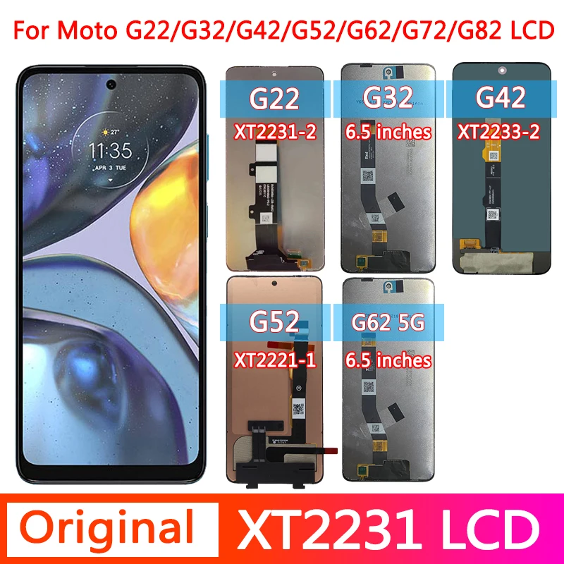 

AAA+ For Motorola Moto G22 G32 G42 G52 G62 G72 G82 LCD Display Touch Screen Digitizer Assembly