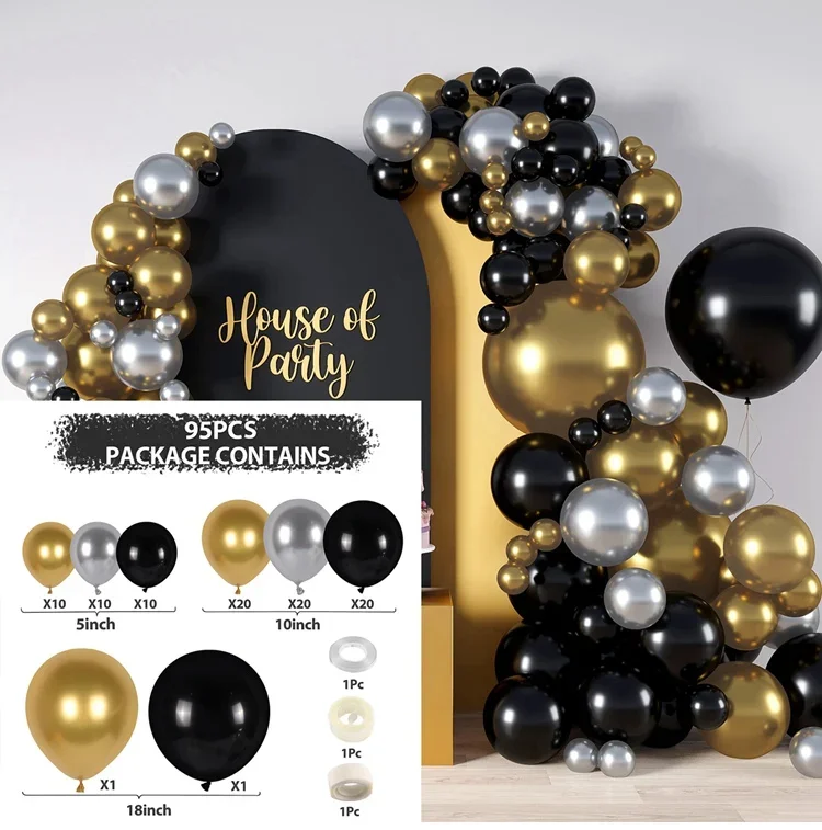 

Party Decor Adults Baby Shower Black Gold Balloon Garland Arch Confetti Latex Baloons Graduation Happy 30th 40th 50th Birthday