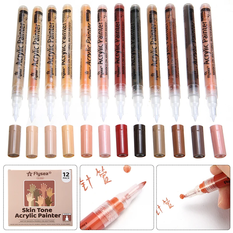 Newest 12 Colors Skin Tone Acrylic Paint Pens Markers Rock Rubber Glass Ceramic Painting DIY Art Supplies Water-based Pen
Newest 12 Colors Skin Tone Acrylic Paint Pens Markers Rock Rubber Glass Ceramic Painting DIY Art Supplies Water-based Pen
