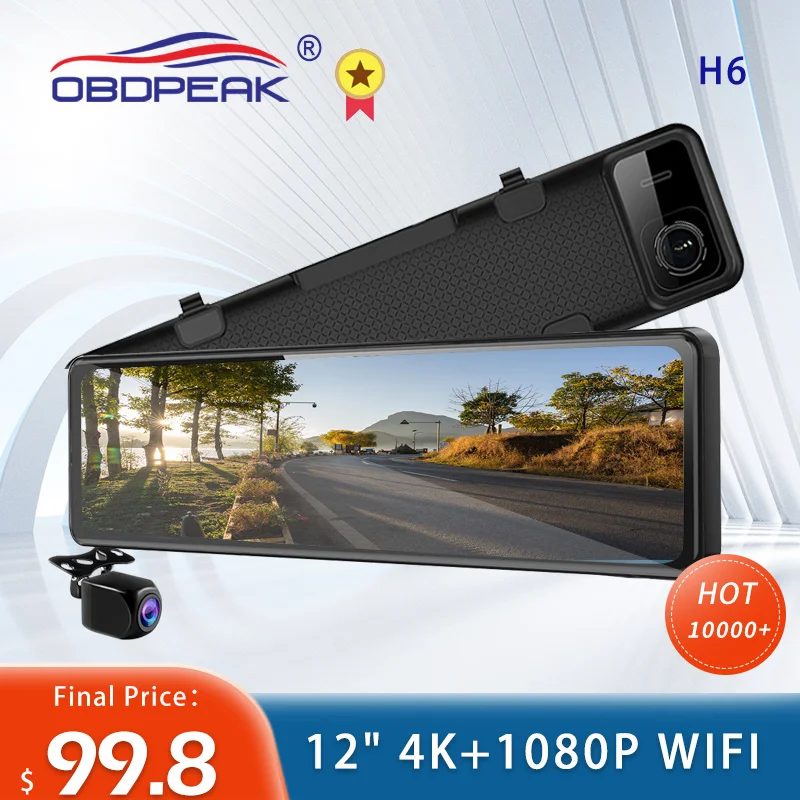H6 Car DVR Rear View Mirror Recorder 4K Video 12 Inch Dash Cam WIFI GPS Track Sony IMX415 Ultra HD 3840*2160P Camera WIFI
H6 Car DVR Rear View Mirror Recorder 4K Video 12 Inch Dash Cam WIFI GPS Track Sony IMX415 Ultra HD 3840*2160P Camera WIFI