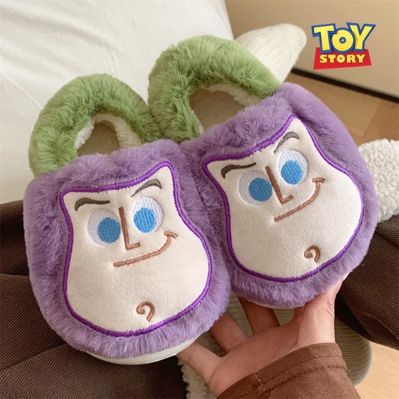 Pantoufles chaudes en coton coordonnantes pour hommes et femmes, Toy Story Buzz Lightyear, dessin animé cancers, peluche parent-enfant, automne et hiver 1