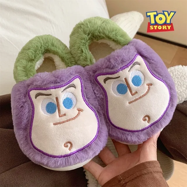Pantoufles chaudes en coton coordonnantes pour hommes et femmes, Toy Story Buzz Lightyear, dessin animé cancers, peluche parent-enfant, automne et hiver 1