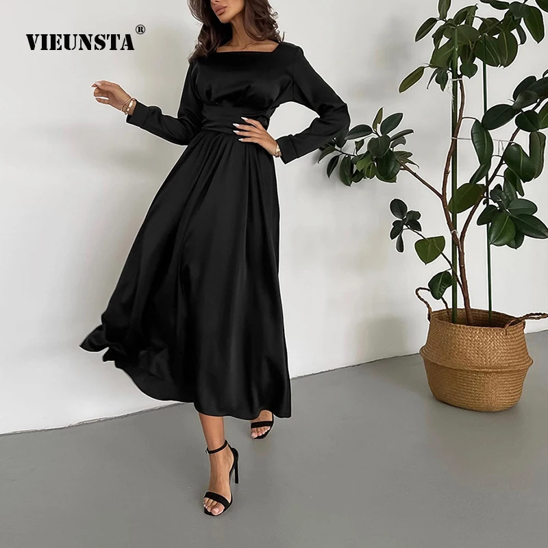 Hepburn Style Satin Waist Wrapped Mid length Dress 2023 Summer Elegant Square Neck Elegant Solid Color Shirt Sleeve Bow Evening
Hepburn Style Satin Waist Wrapped Mid length Dress 2023 Summer Elegant Square Neck Elegant Solid Color Shirt Sleeve Bow Evening