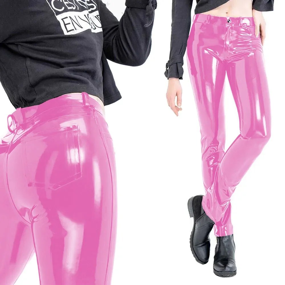 Fashion Women's Slim Fit Pencil Pants Wetlook PVC Leather Long Pants High Waisted Back Pockets Capris Streetwear Women Clothing 57 Sb38cca0ba89441b4828626837d87a418g