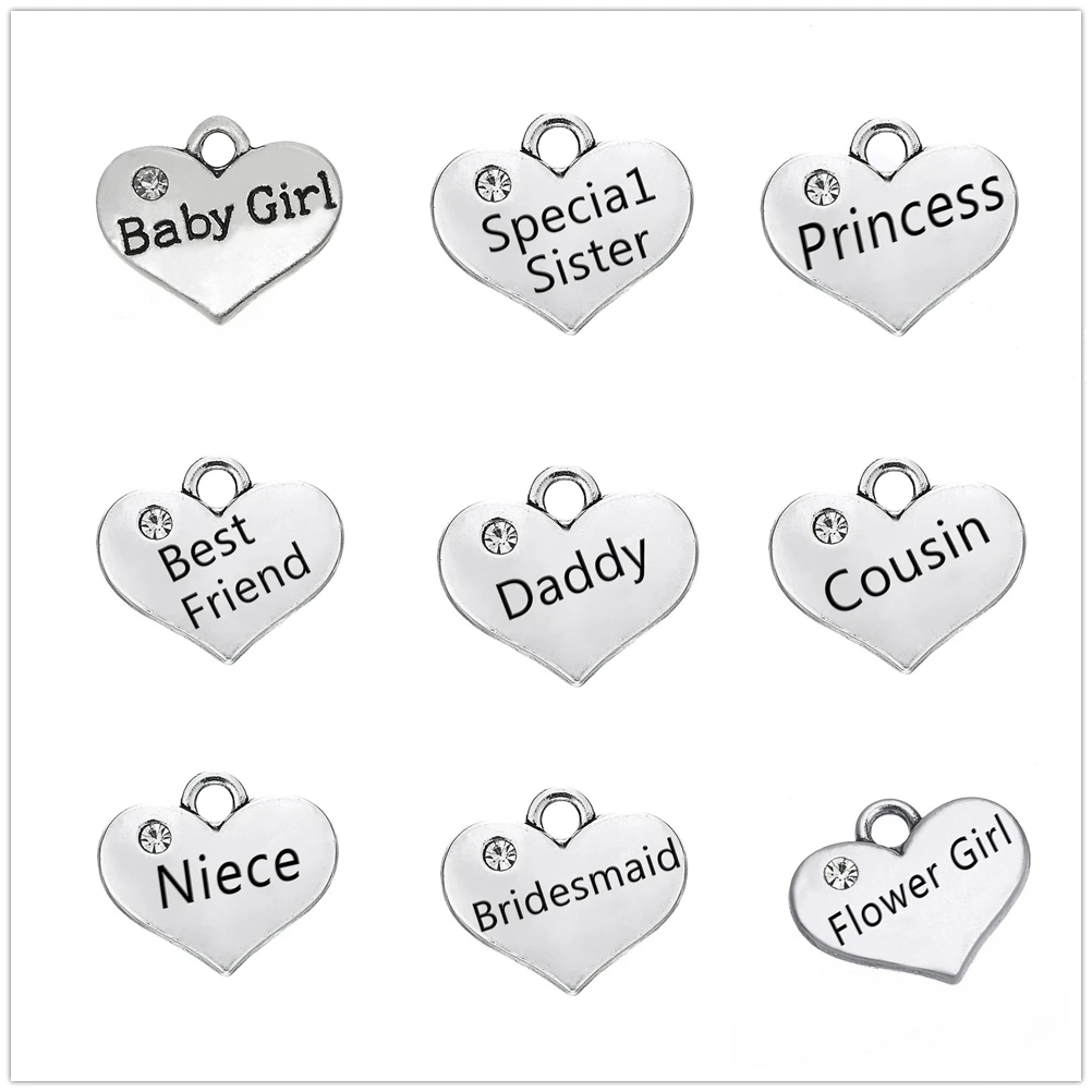 My shape Dad Baby Girl Princess Charms Best Friend Rhinestone Heart Father's Day Wedding DIY Jewelry Making Wholesale 10 pcs
My shape Dad Baby Girl Princess Charms Best Friend Rhinestone Heart Father's Day Wedding DIY Jewelry Making Wholesale 10 pcs