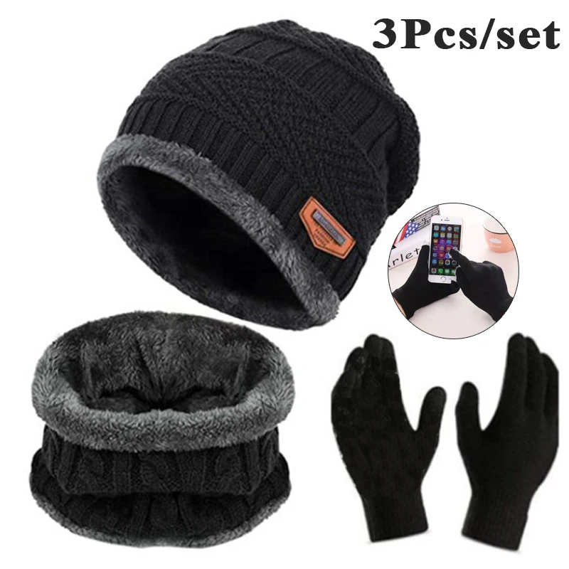 3pcs/set Fashion Knitted Hat Men Women's Winter 2023 Hats With Scarves And Touch Screen Gloves Thick Warm Beanie Hat Men Caps
3pcs/set Fashion Knitted Hat Men Women's Winter 2023 Hats With Scarves And Touch Screen Gloves Thick Warm Beanie Hat Men Caps