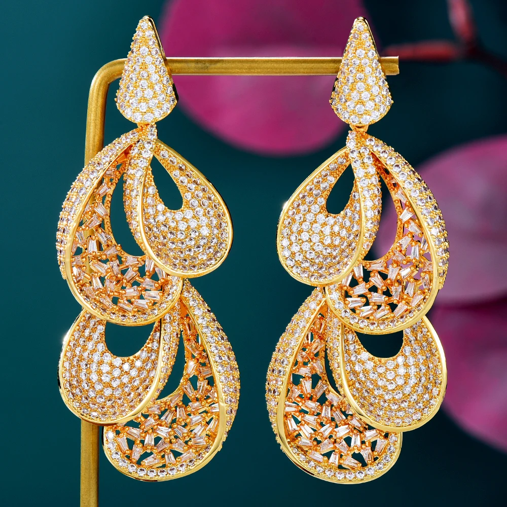 Siscathy Indian Luxury Cubic Zircon Hanging Earrings For Women Big Pendant Earring Wedding Party Jewelry Valentine's Day Gifts
Siscathy Indian Luxury Cubic Zircon Hanging Earrings For Women Big Pendant Earring Wedding Party Jewelry Valentine's Day Gifts