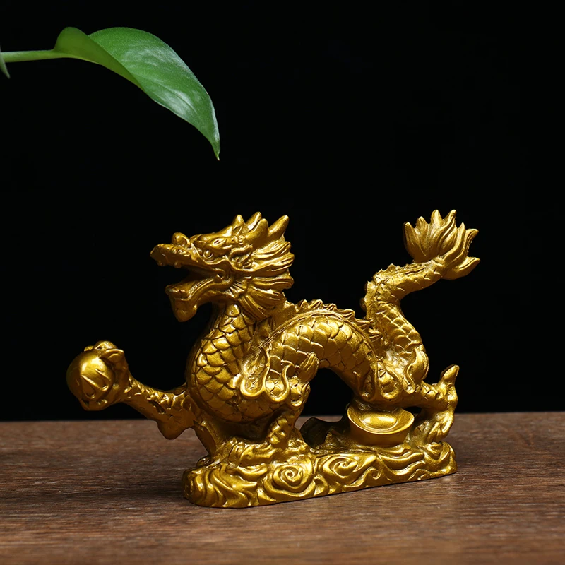 

2024 Zodiac Dragon Knick-knacks Resin Golden Dragon Model Statue Feng Shui Home Decor Gift For Friends
