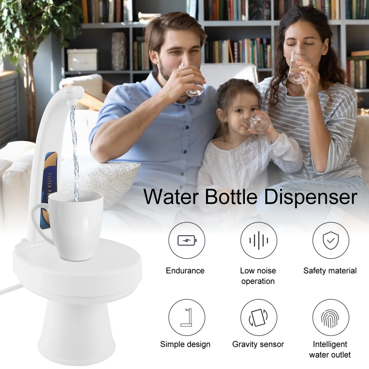 Desktop Water Dispenser Smart Automatic Water Bottle Pump with Gravity Induction 1800mAh USB Rechargeable Portable Drinking
Desktop Water Dispenser Smart Automatic Water Bottle Pump with Gravity Induction 1800mAh USB Rechargeable Portable Drinking