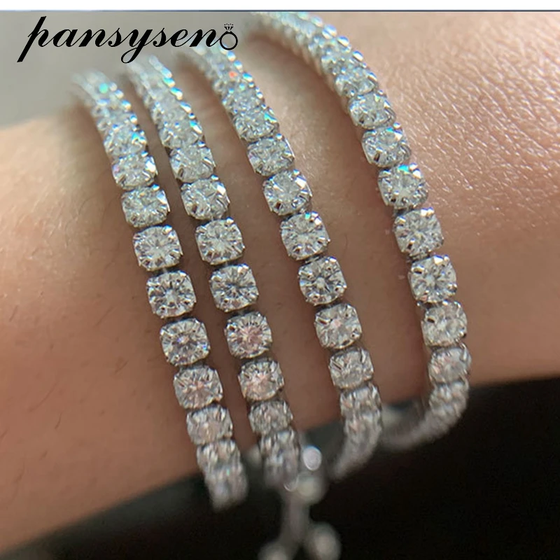 PANSYSEN Classic 100% Silver 925 Jewelry Real Moissanite Charm Bracelets for Women 18k White Gold Color Wedding Engagement Gift
PANSYSEN Classic 100% Silver 925 Jewelry Real Moissanite Charm Bracelets for Women 18k White Gold Color Wedding Engagement Gift