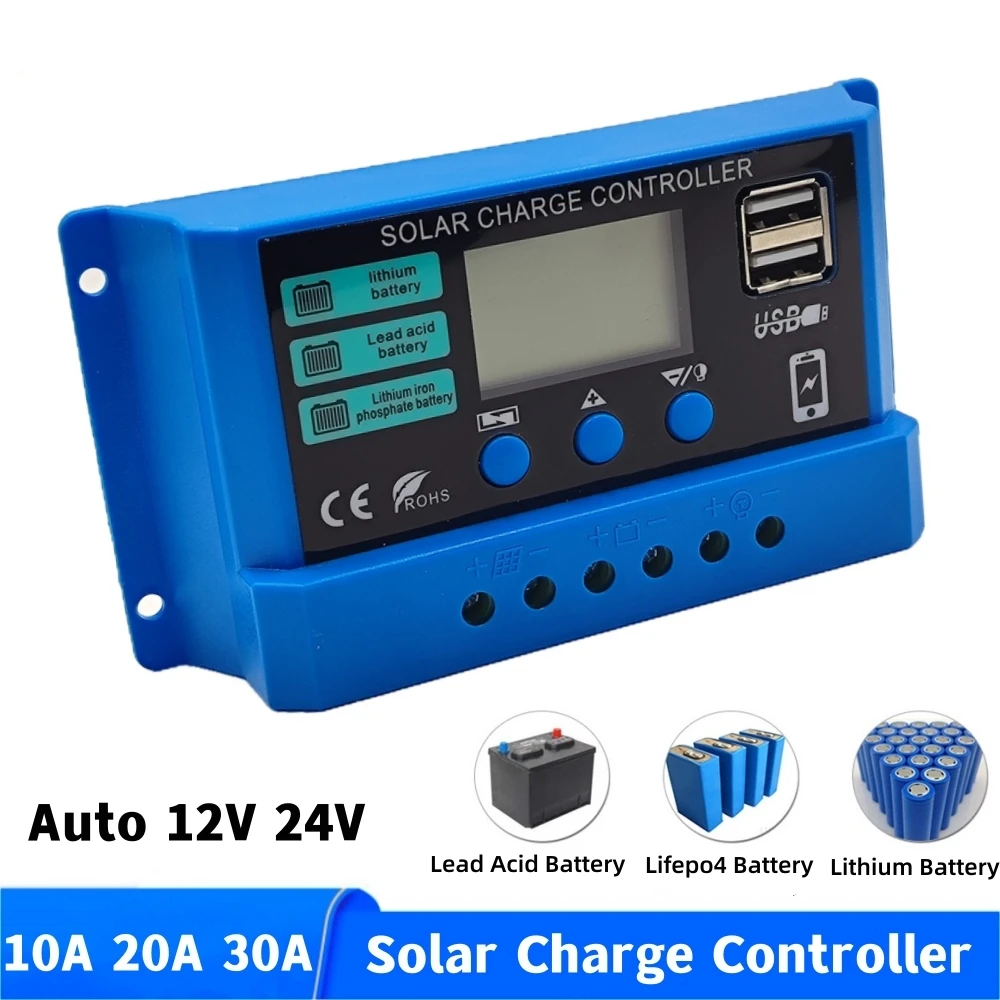 Solar Charge Controller 60A 50A 40A 30A 20A 10A PWM Solar Panel Regulator For 12V 24V Lifepo4 Lithium Lead Acid Gel Battery
Solar Charge Controller 60A 50A 40A 30A 20A 10A PWM Solar Panel Regulator For 12V 24V Lifepo4 Lithium Lead Acid Gel Battery