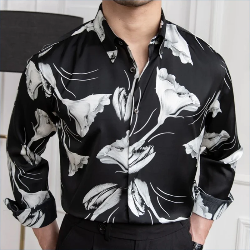 Men's shirt non ironing long sleeve floral shirt cool shirt trendy and casual top Black&White Floral Color Contrast Shirt M-3XL
Men's shirt non ironing long sleeve floral shirt cool shirt trendy and casual top Black&White Floral Color Contrast Shirt M-3XL