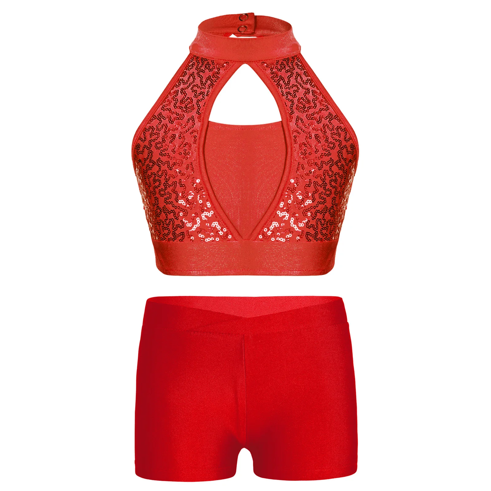 Kids Girls Ballet Dance Outfit Sequin Crop Top with V-front Waistband Shorts Gymnastics Ballet Cheerleading Dance Costume
Kids Girls Ballet Dance Outfit Sequin Crop Top with V-front Waistband Shorts Gymnastics Ballet Cheerleading Dance Costume
