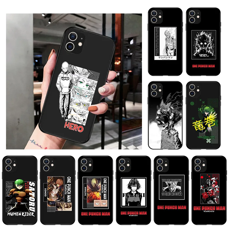 Чехол для телефона Genos One Punch Man черный мягкий чехол из ТПУ iPhone 13 12 Pro XS Max X XR 7 8 6 6S Plus