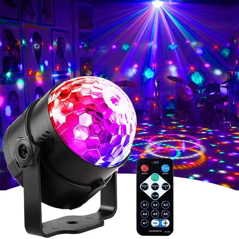 

Sound Activated Rotating Disco Light Colorful LED Stage Light 3W RGB Laser Projector Lamp DJ Party Light for Home KTV Bar Xmas