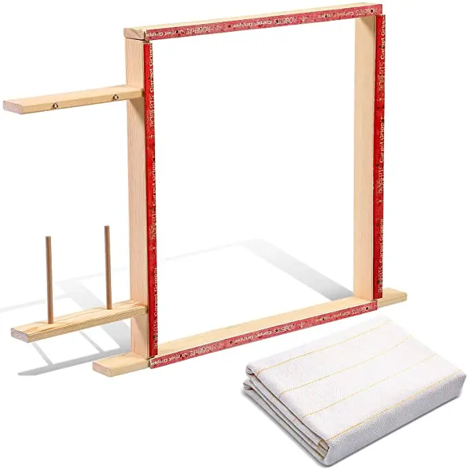 

Wooden Tufting Frame Matching With Monks Cloth, Multi Sizes Carpet Making Frame Needlework Fabric With Marked Line