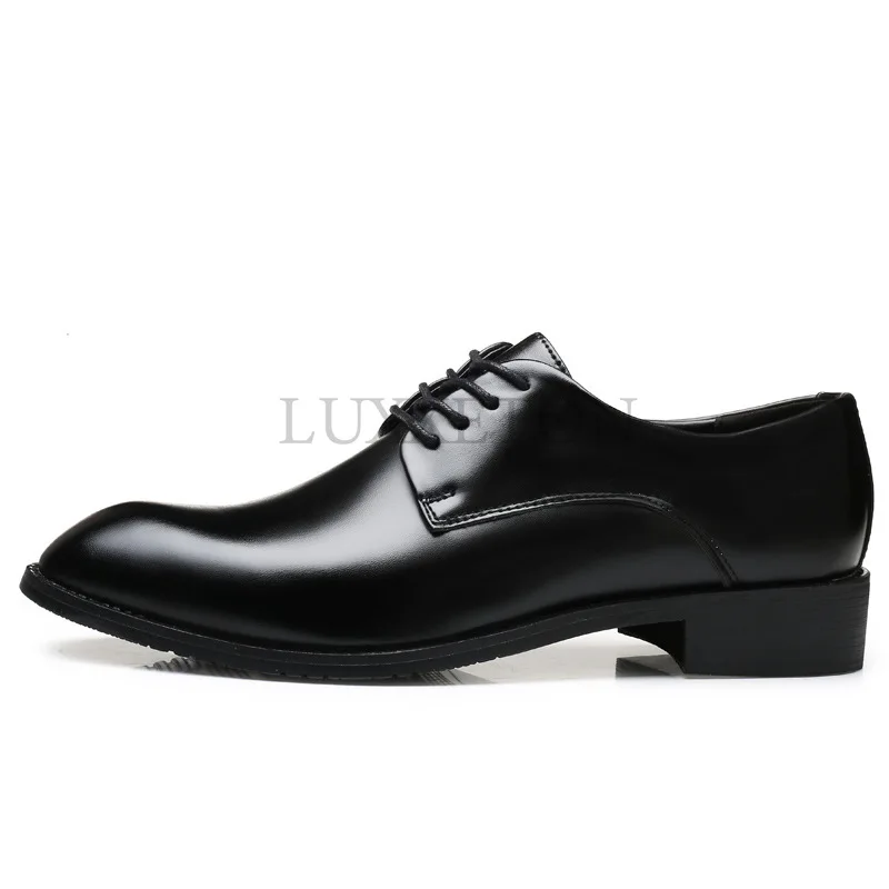 

Men Wedding Leather Business Men's Dress Pointed Casual Youth British Style Inner Heightening Spring 2023 New Arrivals Shoes