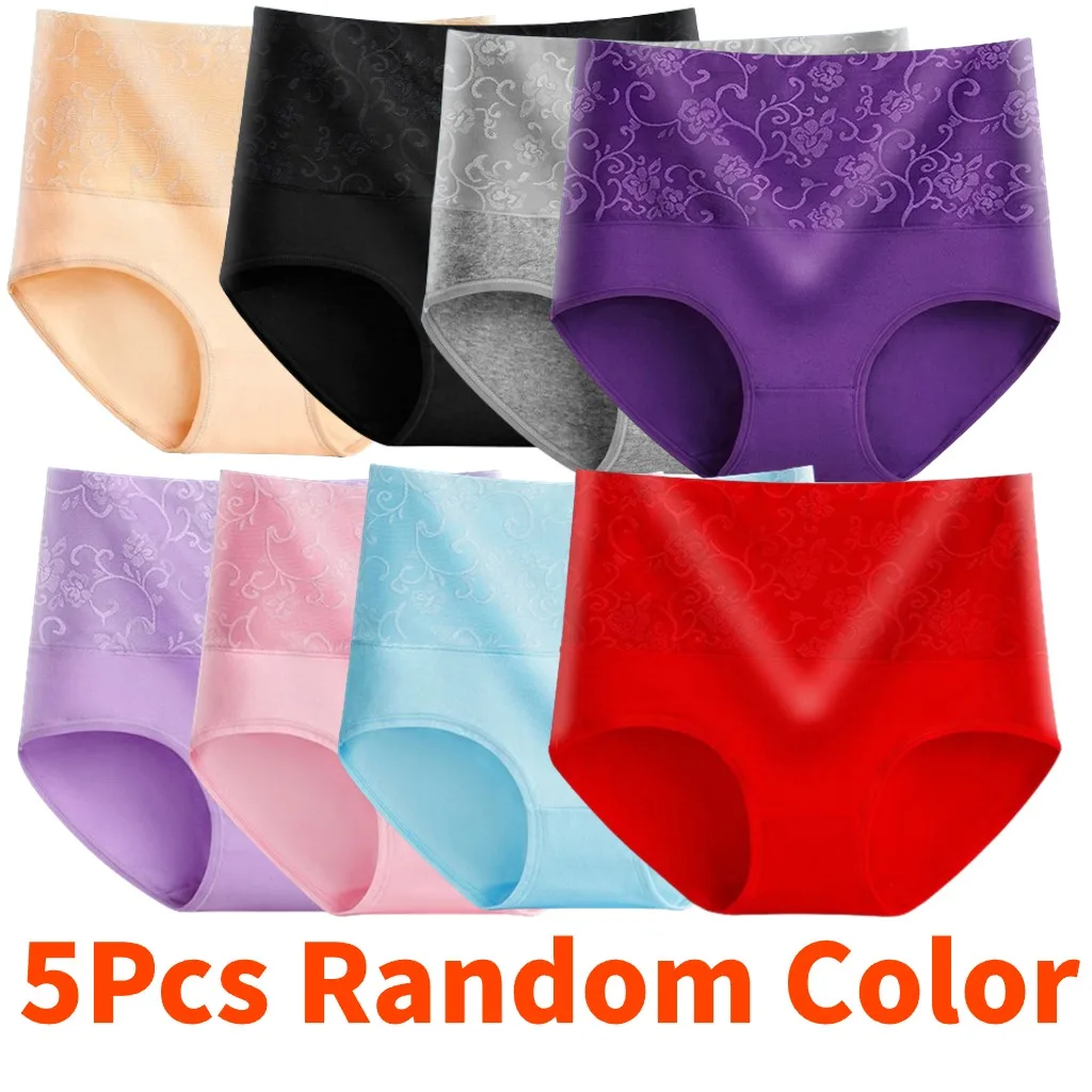 

5Pcs Lots Women's Panties XL XXL XXXL 4XL 5XL Plus Size Brief Ladies Sexy Lingerie High Waist Cotton Floral Female Underwear