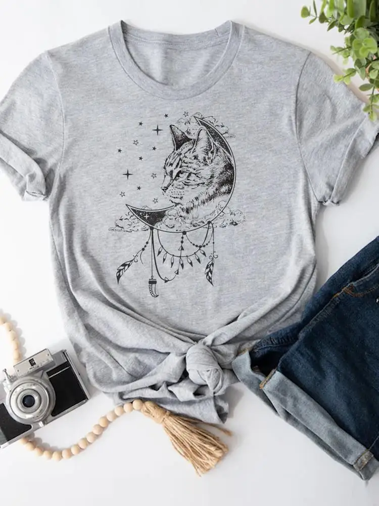 

Cat Watercolor Trend 90s Short Sleeve T-shirts Women Cartoon Shirt Clothing Fashion Summer Female Print T Top Graphic Tee