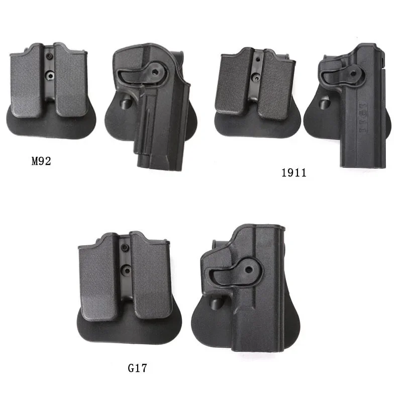 

Glock Gun Holster Hunting Tactical Combat Holster for G17 M92 1911 Pistol Holder Airsoft 9mm Case with Clip Magazine Pouch