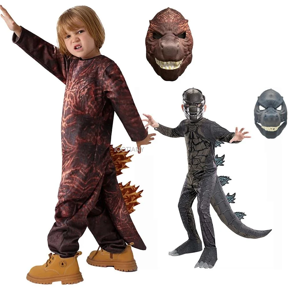 

Child Classic Dinosaur Cosplay Costume The King Of Monster Costumes For Kid Boy's Halloween Fancy Dress Up Sets With Titans Mask