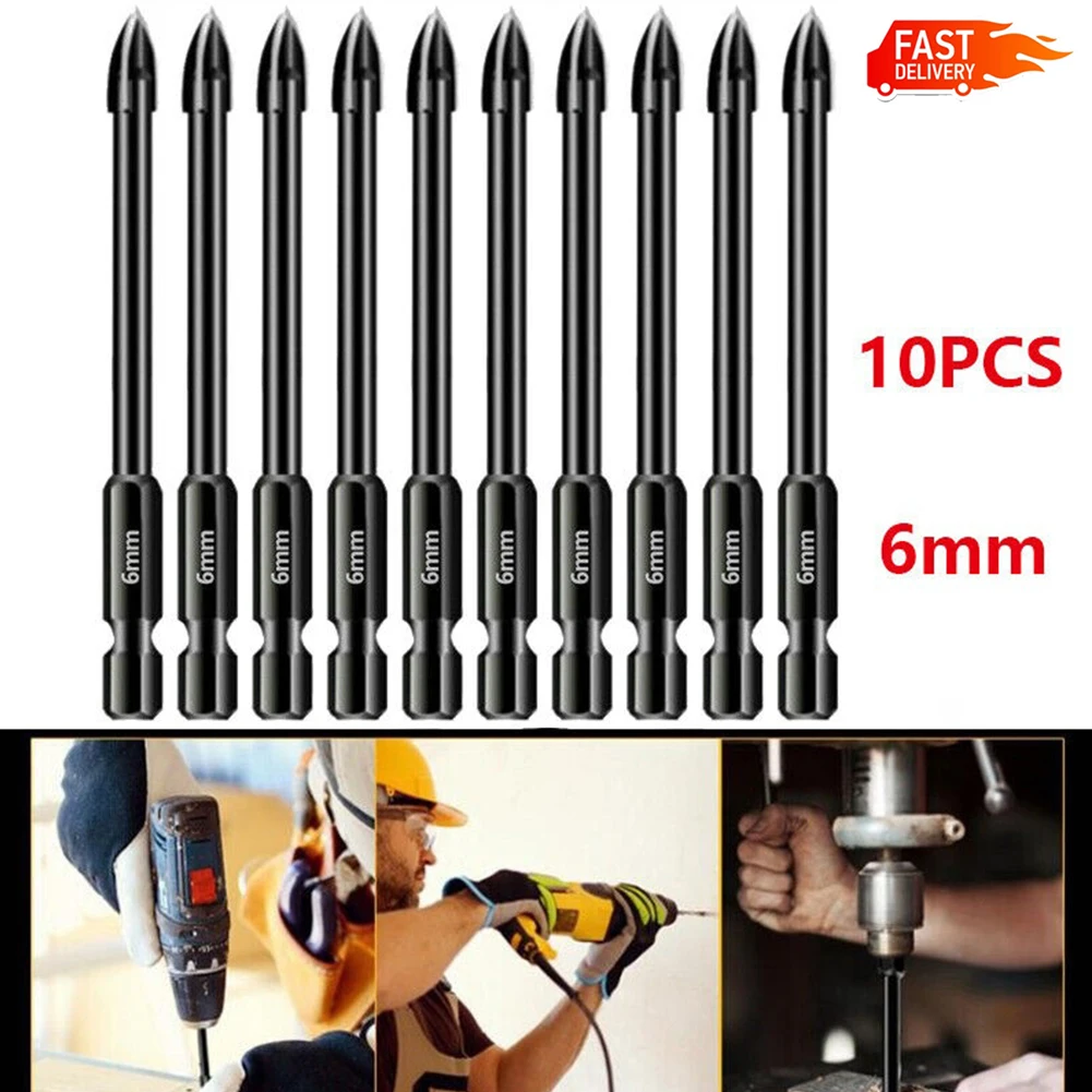 10Pcs/set Drill Bits 6mm Tile Porcelain Marble Ceramic Glass Bricks Shank Hex Spear Head Woodworking Tool Tungsten Carbide
10Pcs/set Drill Bits 6mm Tile Porcelain Marble Ceramic Glass Bricks Shank Hex Spear Head Woodworking Tool Tungsten Carbide