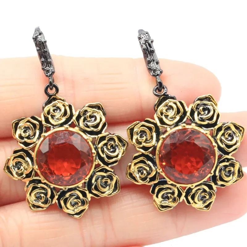 46x29mm Unique 21g Sunflowers Jewelry Set Created Orange Spessartine Garnet Street Jewelry Black Gold Silver Earrings Pendant 
46x29mm Unique 21g Sunflowers Jewelry Set Created Orange Spessartine Garnet Street Jewelry Black Gold Silver Earrings Pendant