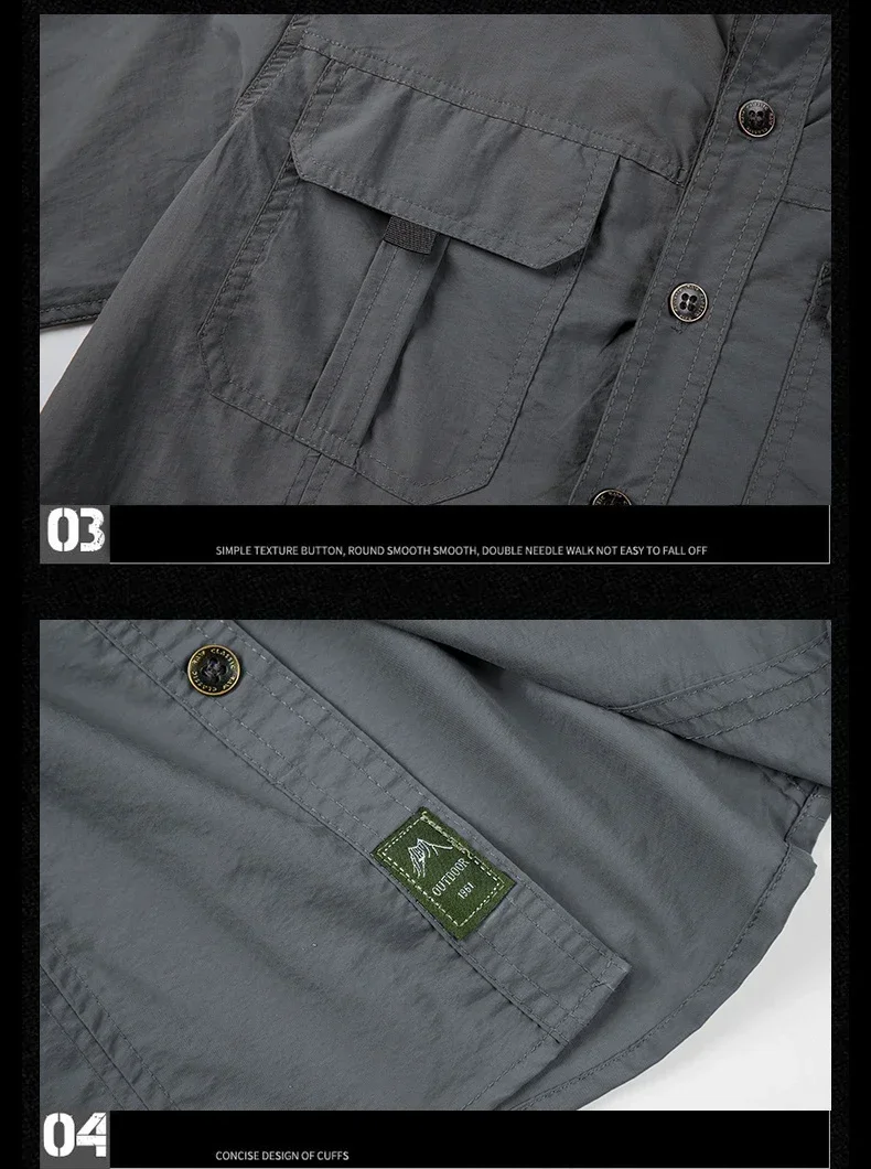 قميص تكتيكي خفيف الوزن سريع الجفاف ، قميص عمل عسكري طويل الأكمام ، قمم رياضية للتنفس ، حماية من الشمس ، خارجي قميص تكتيكي خفيف الوزن سريع الجفاف ، قميص عمل عسكري طويل الأكمام ، قمم رياضية للتنفس ، حماية من الشمس ، خارجي