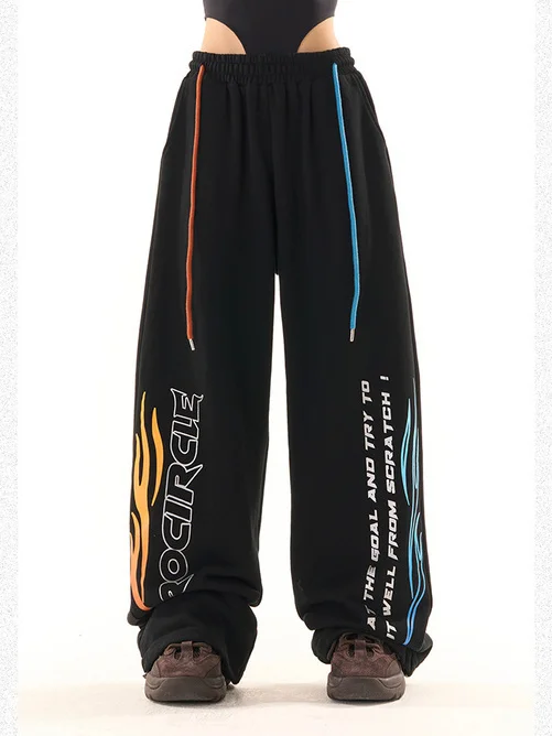 Streetwear Women Black Pants Wide-leg Sports Pants Female American Hip-hop Y2K Trousers Loose Straight Casual Pants Ins 2023 New 
Streetwear Women Black Pants Wide-leg Sports Pants Female American Hip-hop Y2K Trousers Loose Straight Casual Pants Ins 2023 New