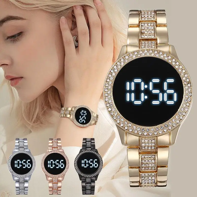 POSHI Fashion Digital Watch for Women Luxury Crystal Alloy strap Led Electronic Clock Ladies Casual Wristwatch with Calendar
POSHI Fashion Digital Watch for Women Luxury Crystal Alloy strap Led Electronic Clock Ladies Casual Wristwatch with Calendar