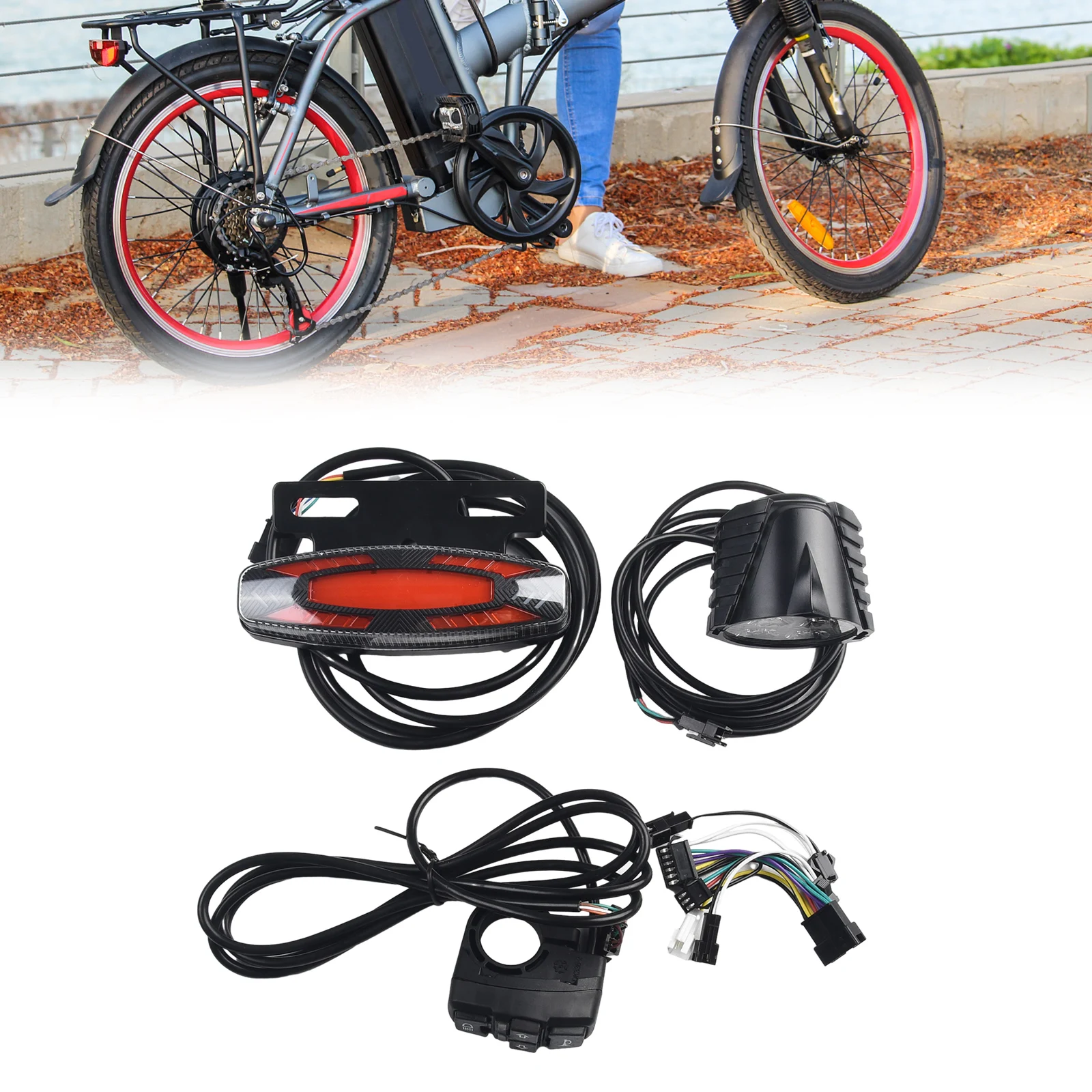 24V-48V E-bike Headlight Tail Lights Kit Handlebar Lamp Electric Bicycle Turn Signal Light Front Brake Light Connection Wires
24V-48V E-bike Headlight Tail Lights Kit Handlebar Lamp Electric Bicycle Turn Signal Light Front Brake Light Connection Wires